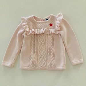 Janie and Jack 18-24 Months Pink Ruffled Sweater Heart